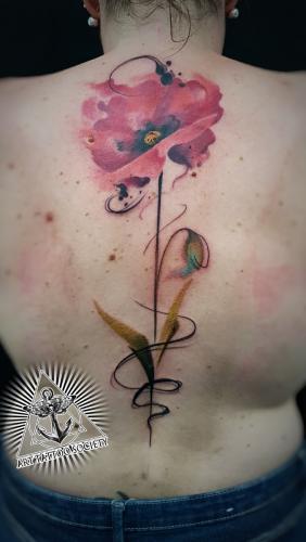 tatouage-coquelicot-couleur-aquarelle-dos