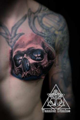 tatouage-crane-couleur-realiste-poitrine