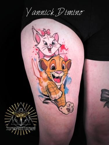 tatouage-disney-roi-lion-aristochats-couleur-aquarelle