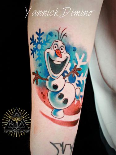 tatouage-olaf-reine-des-neige-couleur-aquarelle