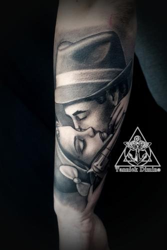 tatouage-portrait-amoureux-bonnie-and-clyde-realiste
