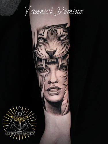 tatouage-portrait-femme-tigre-guerriere-realiste