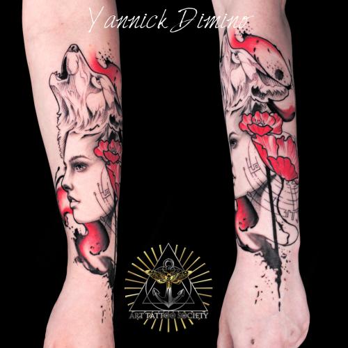 tatouage-portrait-loup-realiste-graphique-aquarelle